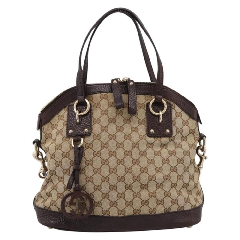 Gucci Britt Convertible Dome Satchel Gg Canvas Beige Canvas Handbag
